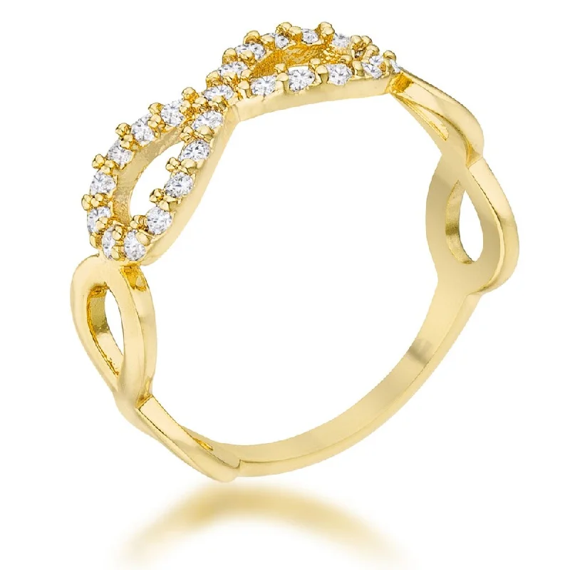 Mina 0.35ct Cubic Z 18 karat Plated Gold Infinity Ring