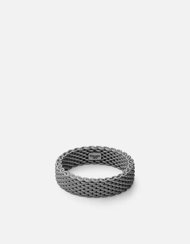 Moore Mesh Ring, Matte Black Rhodium