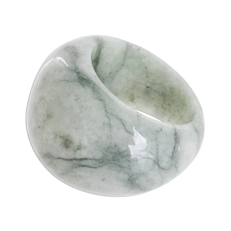 NOVICA Earthen Wisdom, Jade domed ring