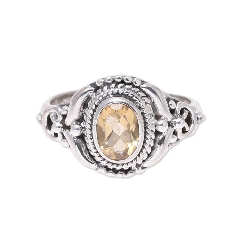 NOVICA Traditional Romantic, Citrine cocktail ring