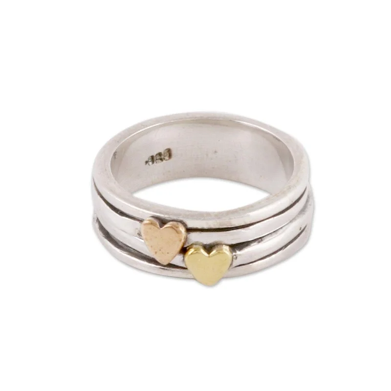 NOVICA Traveling Hearts, Sterling silver spinner ring