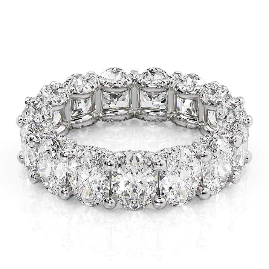 7.8ct Oval U Pave Prong Eternity