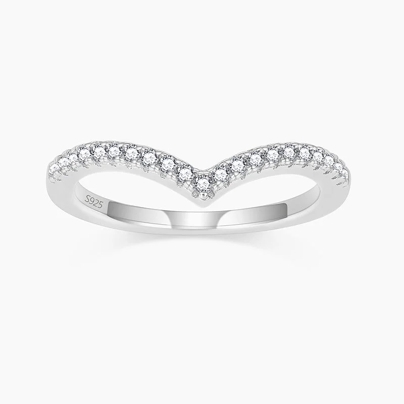 Pointed V Shaped Chevron 925 Sterling Silver Stackable Ring