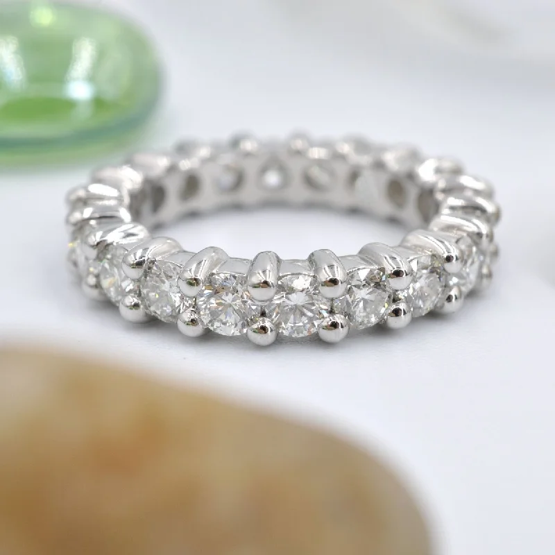 Certified 4.00 CT Round Cut Diamond Eternity Ring in Platinum