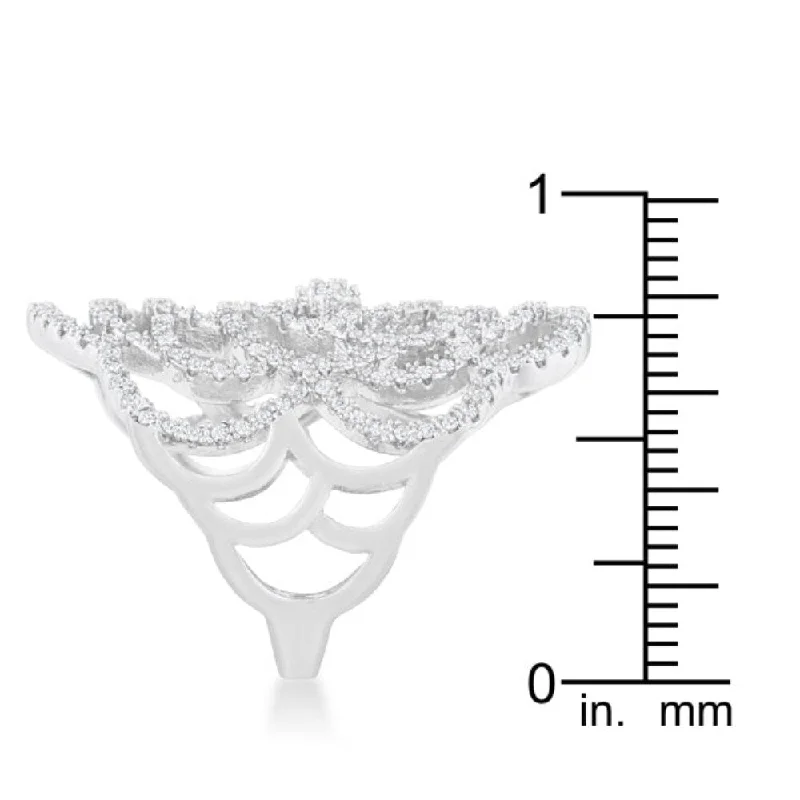 Rosa 1.25ct Cubic Zirconia Rhodium Filigree Cocktail Ring