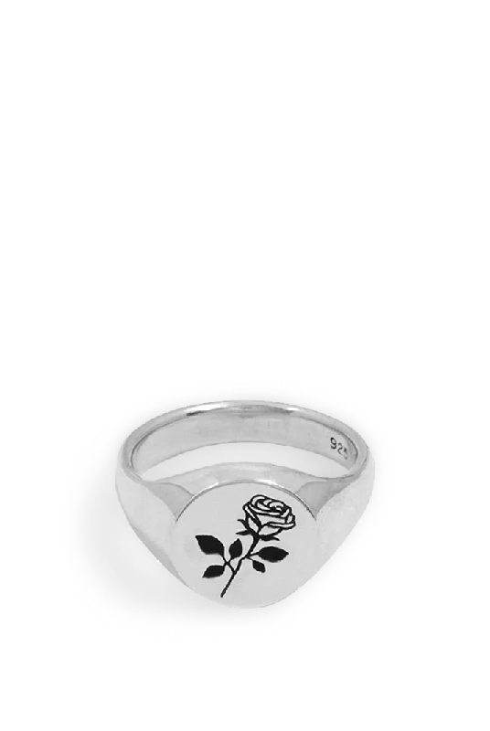 Rose Signet Ring in Sterling Silver