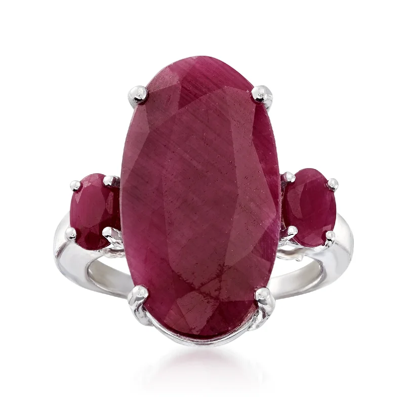 Ross-Simons 3-Stone Ruby Ring in Sterling Silver