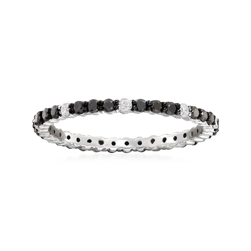 Ross-Simons Black and White Diamond Eternity Band in 14kt White Gold