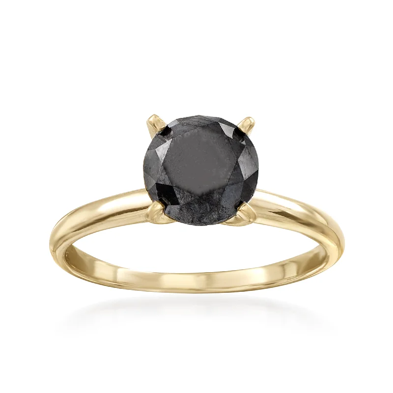 Ross-Simons Black Diamond Solitaire Ring in 14kt Yellow Gold