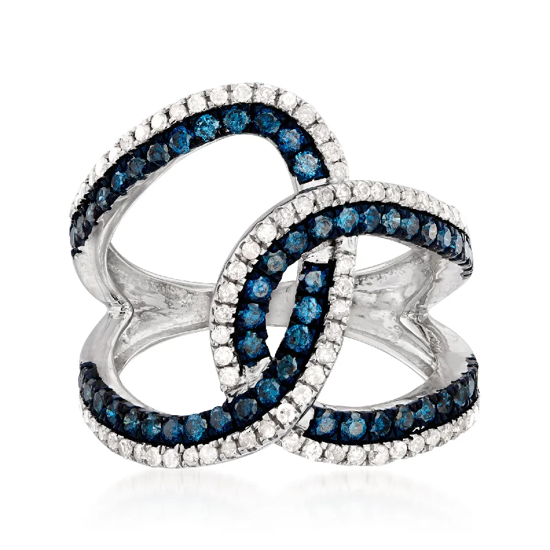 Ross-Simons Blue and White Diamond Ring in Sterling Silver