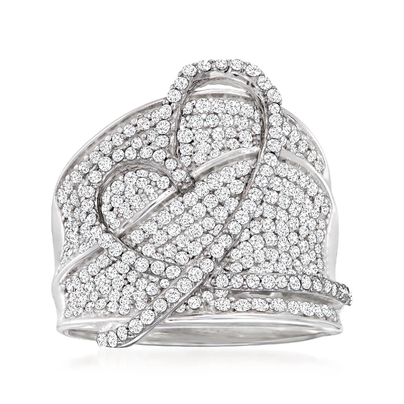 Ross-Simons Diamond Heart Ring in Sterling Silver