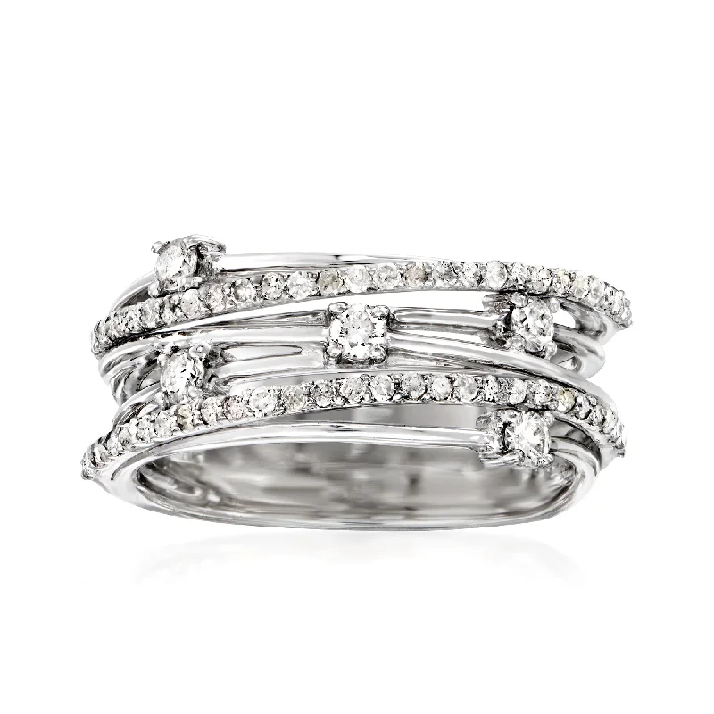 Ross-Simons Diamond Highway Station Ring in Sterling Silver