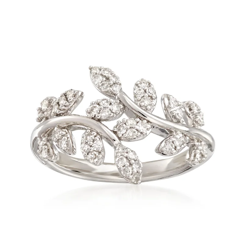 Ross-Simons Diamond Laurel Leaf Bypass Ring in Sterling Silver