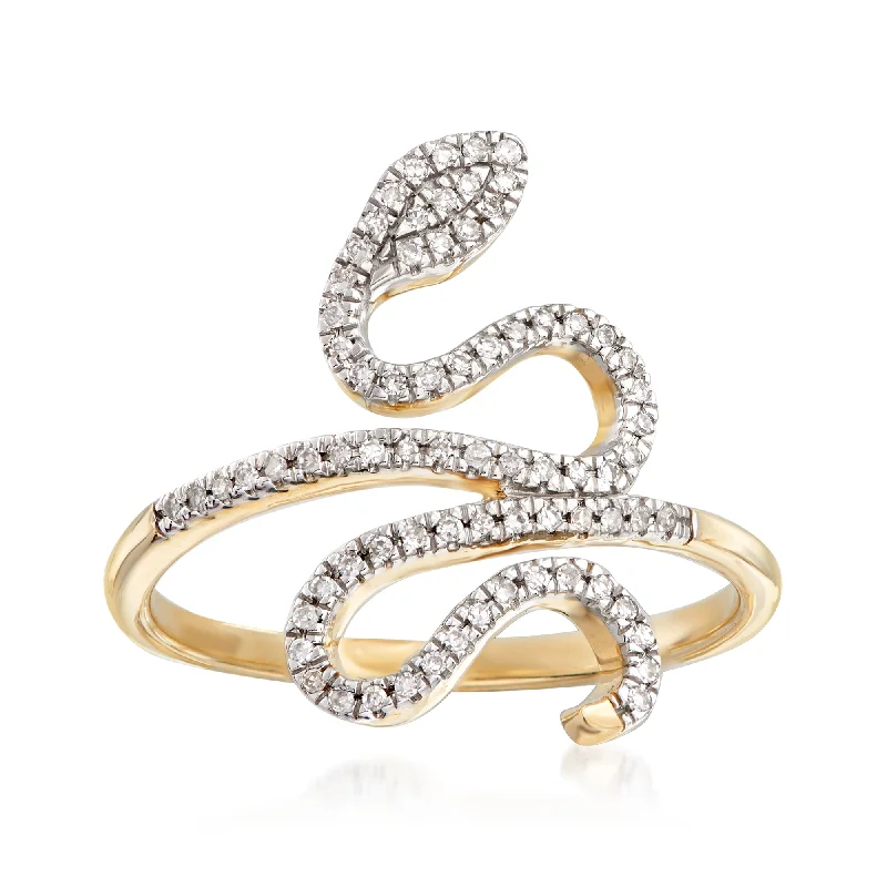 Ross-Simons Diamond Snake Ring in 14kt Yellow Gold