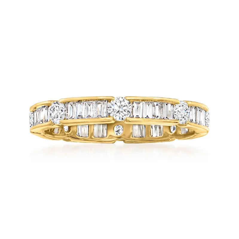 Ross-Simons Round and Baguette Diamond Eternity Band in 14kt Yellow Gold