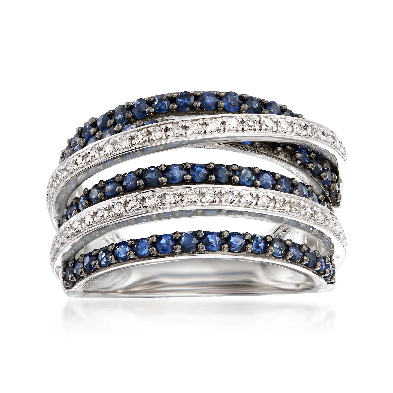 Ross-Simons Sapphire and . Diamond Highway Ring in Sterling Silver