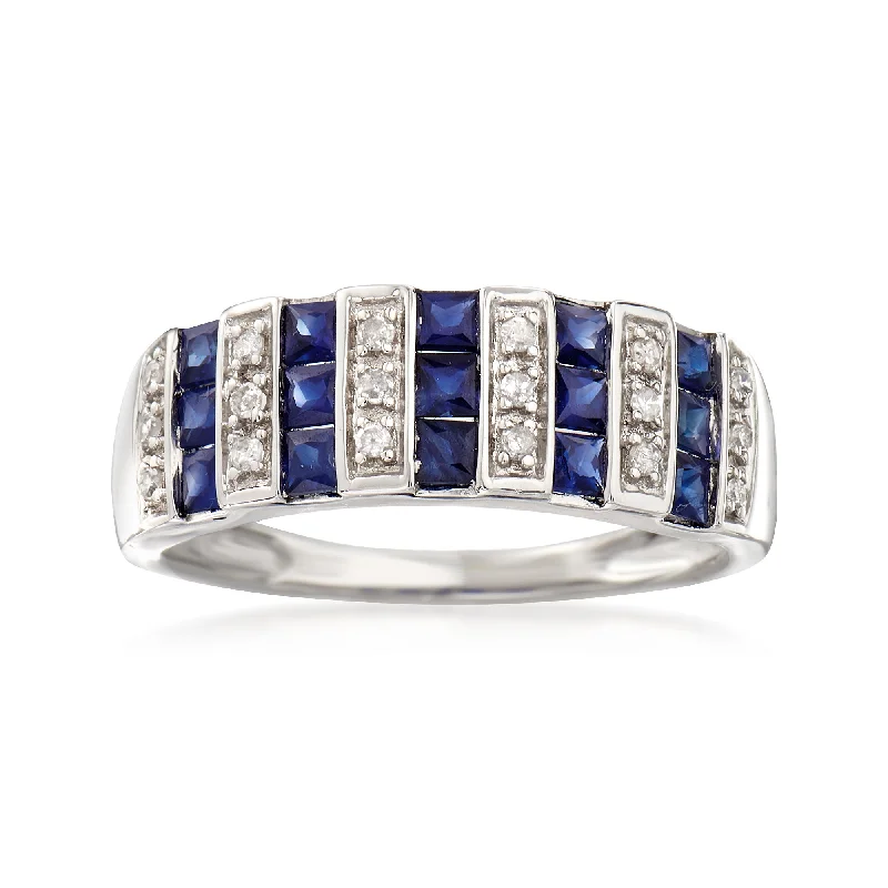 Ross-Simons Sapphire and . Diamond Ring in 14kt White Gold