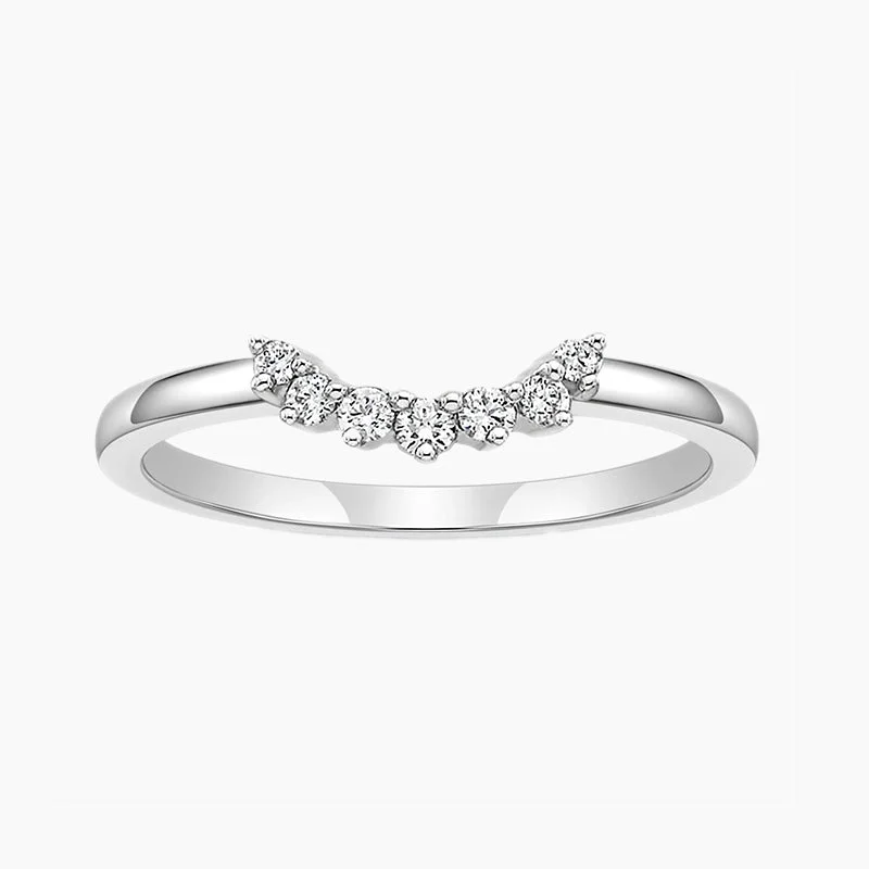 Round Cut Stackable CZ Curved Engagement Rings