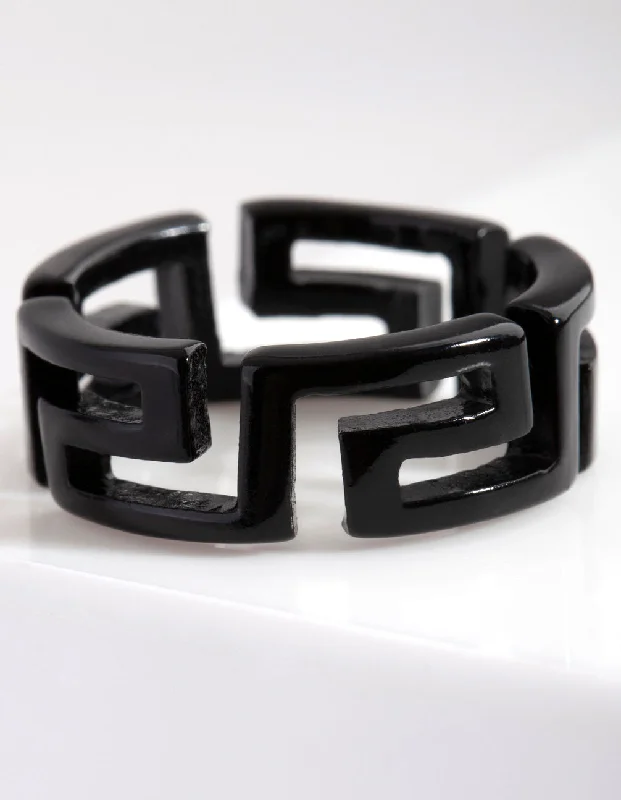 Black Cut-Out Design Ring