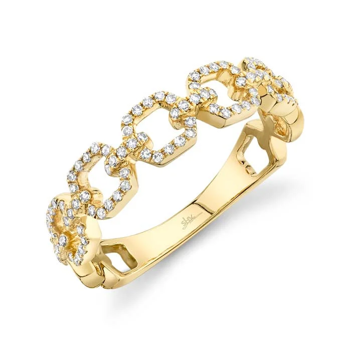 Shy Creation Diamond Link Ring in 14K Yellow Gold