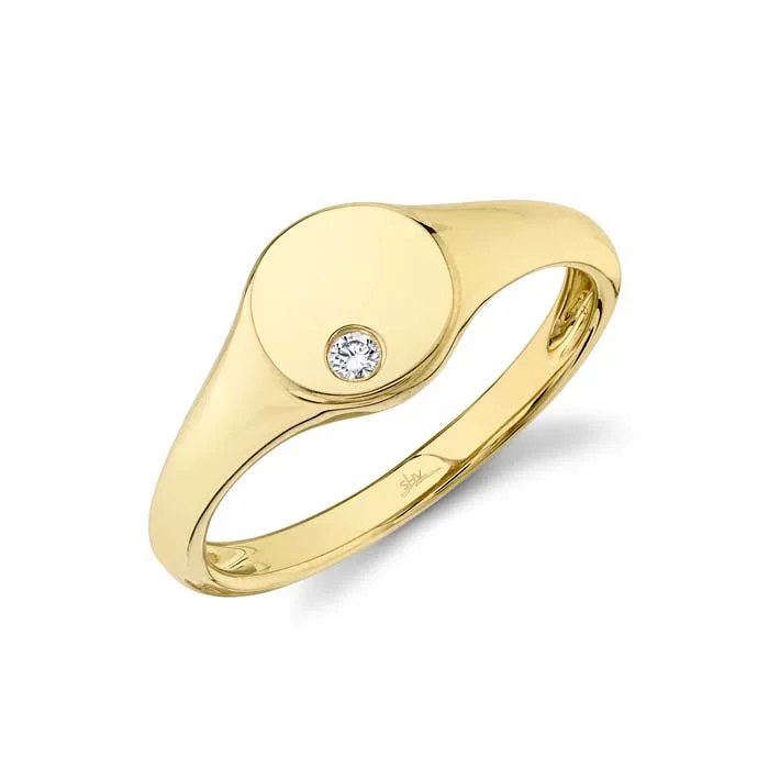 Shy Creation Flush Set Diamond Ring in 14K Yellow Gold