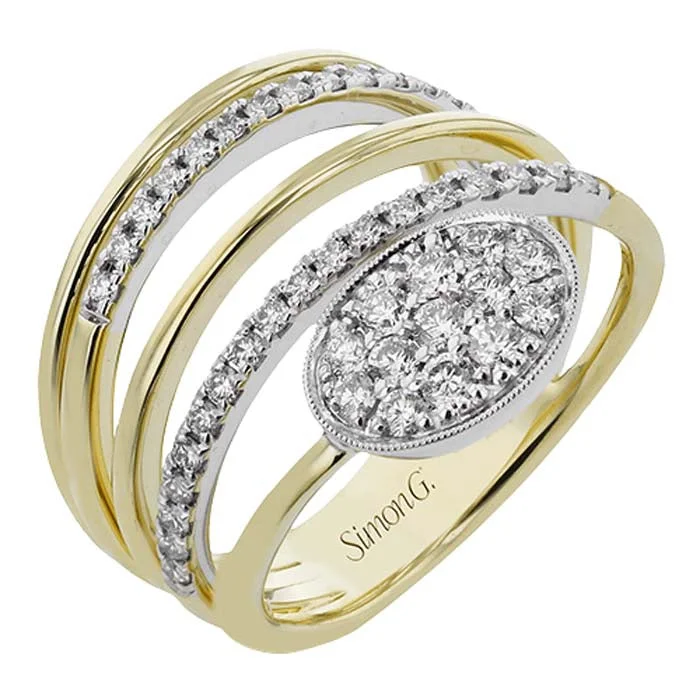 Simon G. Diamond RIng in 18K Yellow and White Gold