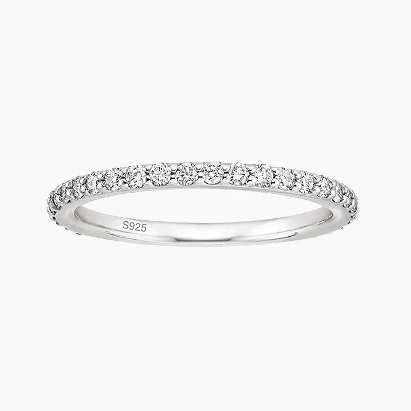 Sterling Silver Full Pave Cubic Zirconia Eternity Ring