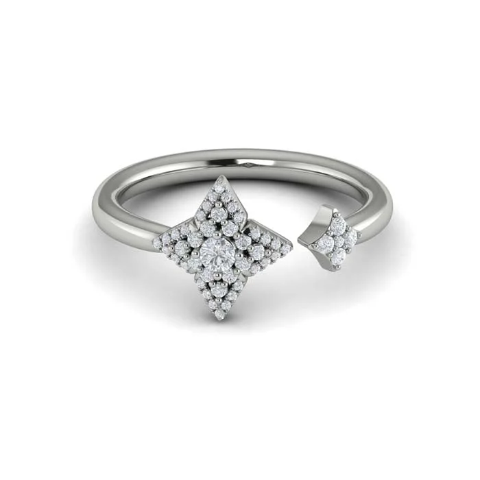 Vlora Diamond Open 4-Point Star Ring "Lucera Collection" in 14K White Gold