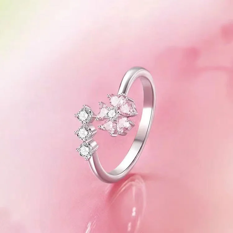 Wholesale Romantic Peach Blossom Open Ring