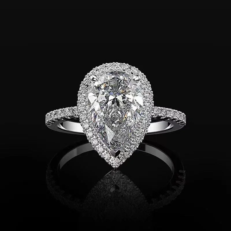 Wholesale Sparkling Drop Shape Zirconia Wedding Ring