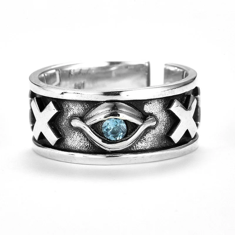 Wholesale Vintage Distressed Evil Eye Open Ring