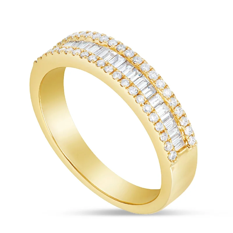 18K Yellow Gold 0.44ct Baguette Diamond Half Eternity Ring