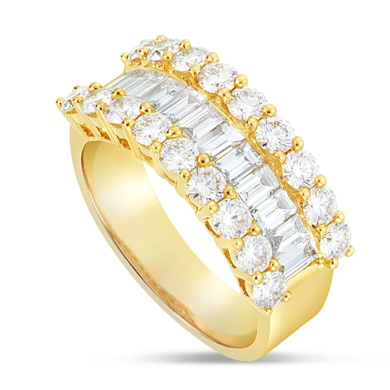 18k Yellow Gold 2.32ct Baguette Diamond Half Eternity Ring