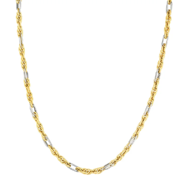 14k Two-Tone Link Rope Chain Necklace