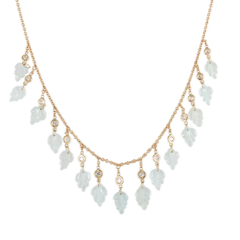 15 DIAMOND AQUAMARINE LEAF SHAKER NECKLACE