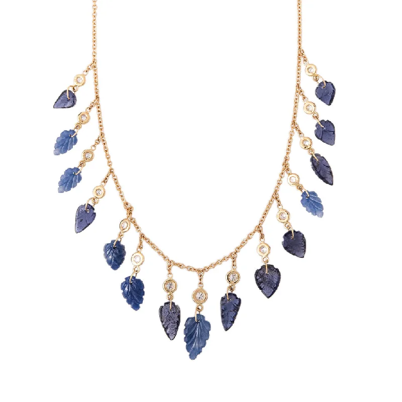 15 DIAMOND IOLITE LEAF SHAKER NECKLACE