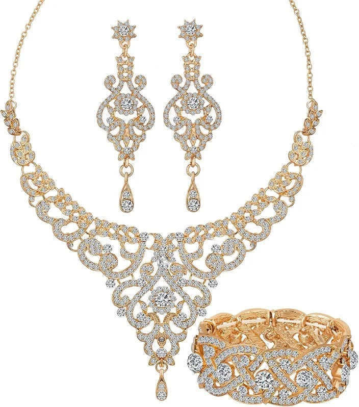 Chandelier Dangle GOLD 3 Pcs Jewelry Set JS-010