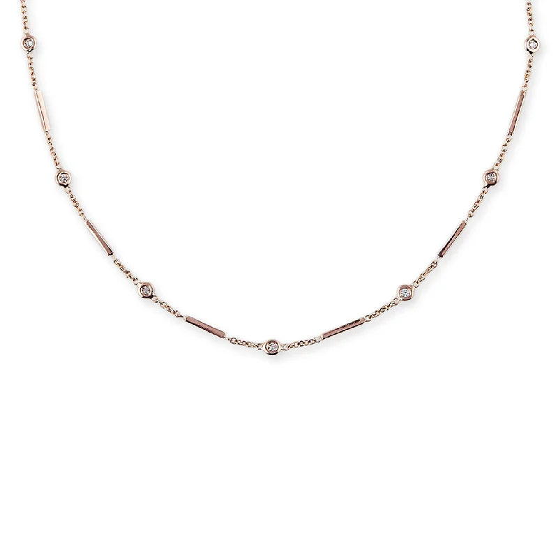 9 DIAMOND BAR CHAIN CHOKER NECKLACE