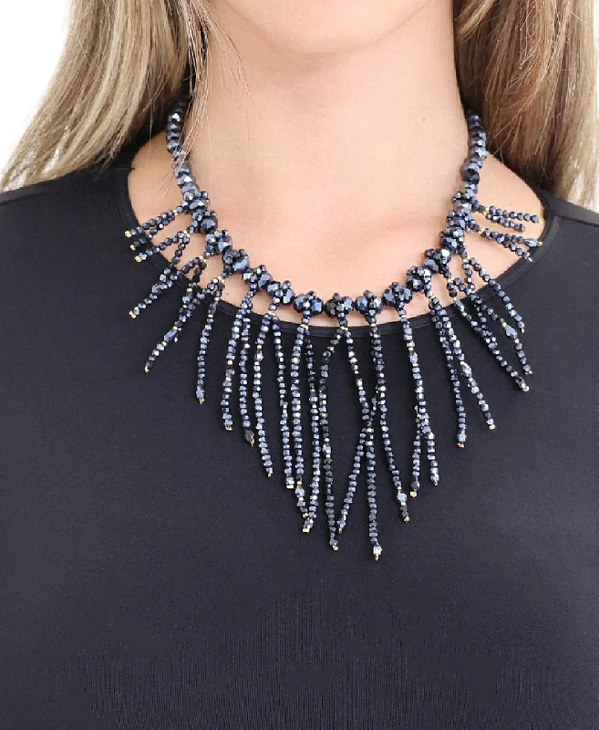 Beaded Statement Fringe Necklace