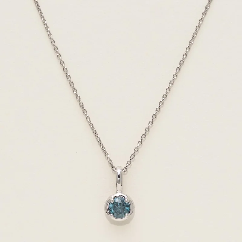 Blue Diamond Solitaire Necklace in 14kt White Gold (1/3ct tw)