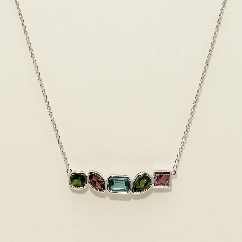 Coastlines Maine Tourmaline Necklace in 14kt White Gold