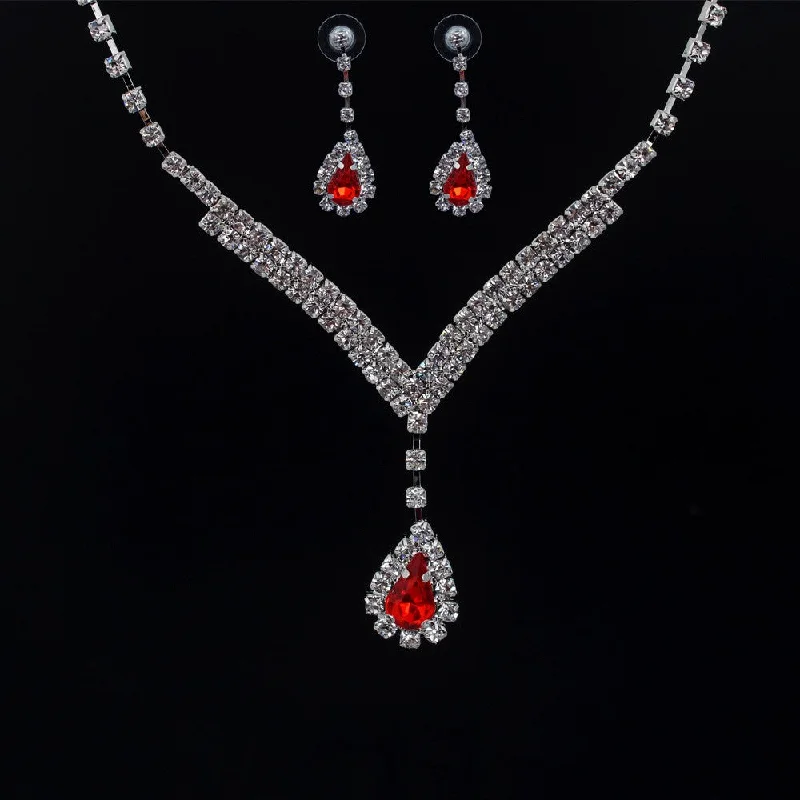 Bridal Prom Red Jewelry Set JEW-RED