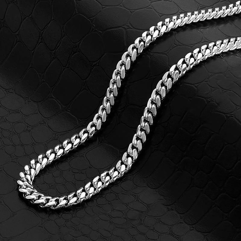 Crucible Los Angeles Stainless Steel 6mm Beveled Cuban Curb Chain - 18" to 27"