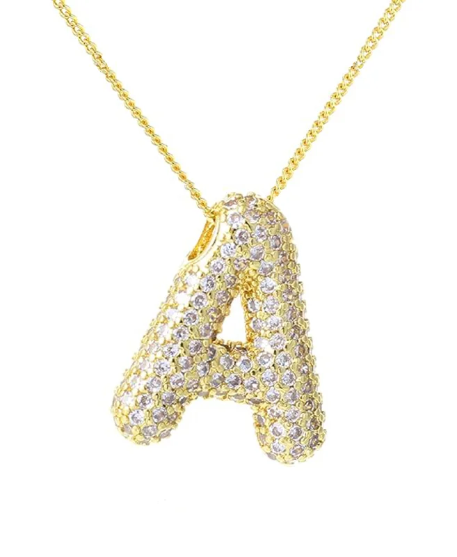 Cubic Zirconia Bubble "A" Necklace