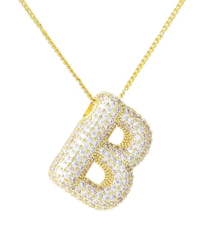 Cubic Zirconia Bubble "B" Necklace