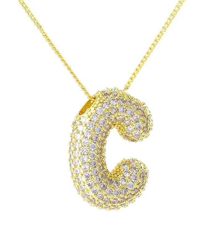 Cubic Zirconia Bubble "C" Necklace