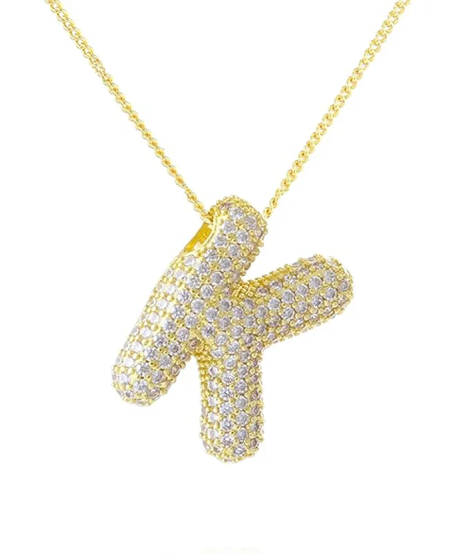 Cubic Zirconia Bubble "K" Necklace