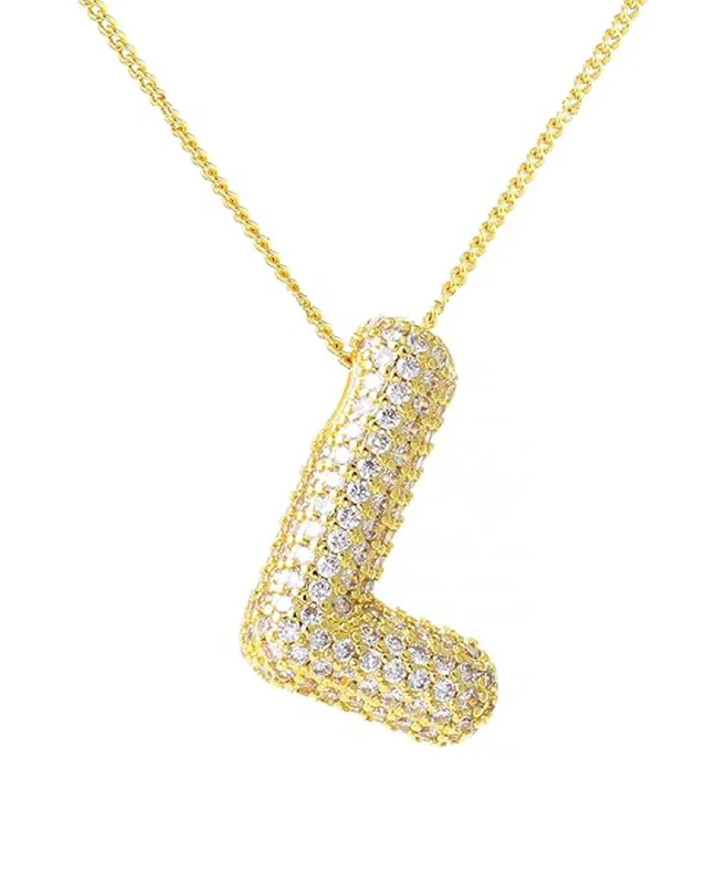 Cubic Zirconia Bubble "L" Necklace