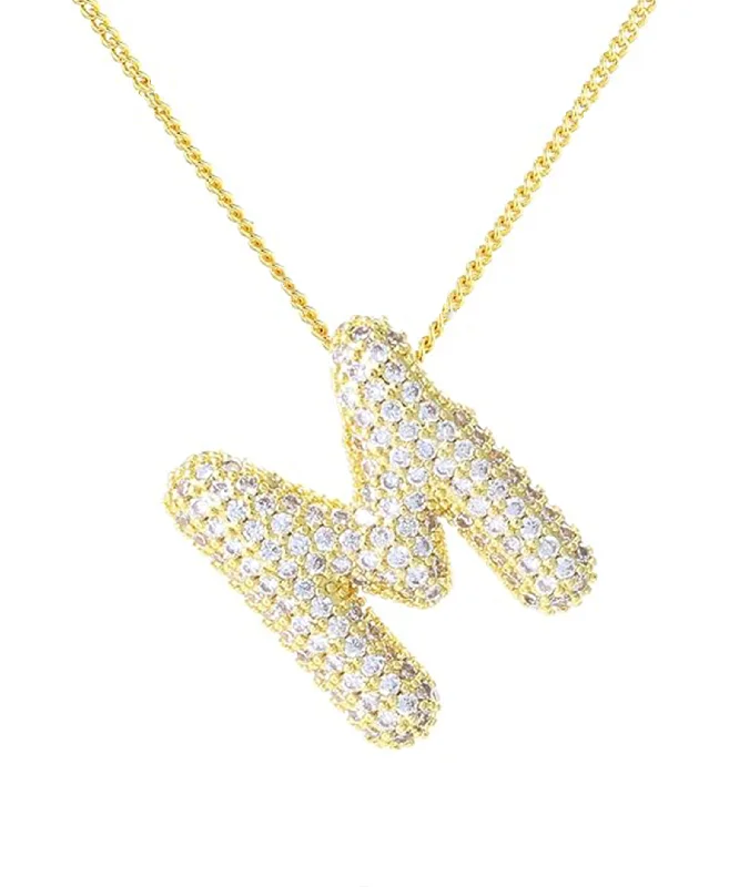 Cubic Zirconia Bubble "M" Necklace