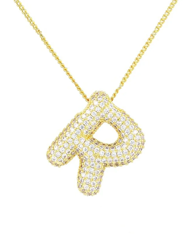 Cubic Zirconia Bubble "R" Necklace